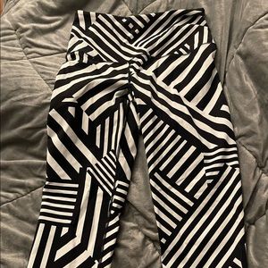 Black and white striped leggings.